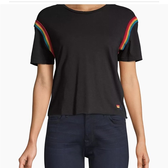 🌈 Aviator Nation Rainbow Shoulder Band Tee - Picture 4 of 10